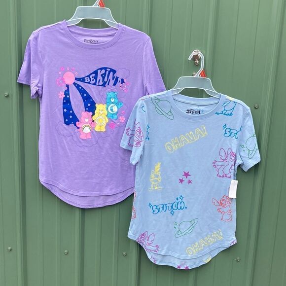 Womens Juniors Care Bears Stitch Lightweight Short Sleeve T-Shirts 2-Pack Size M - Picture 1 of 7